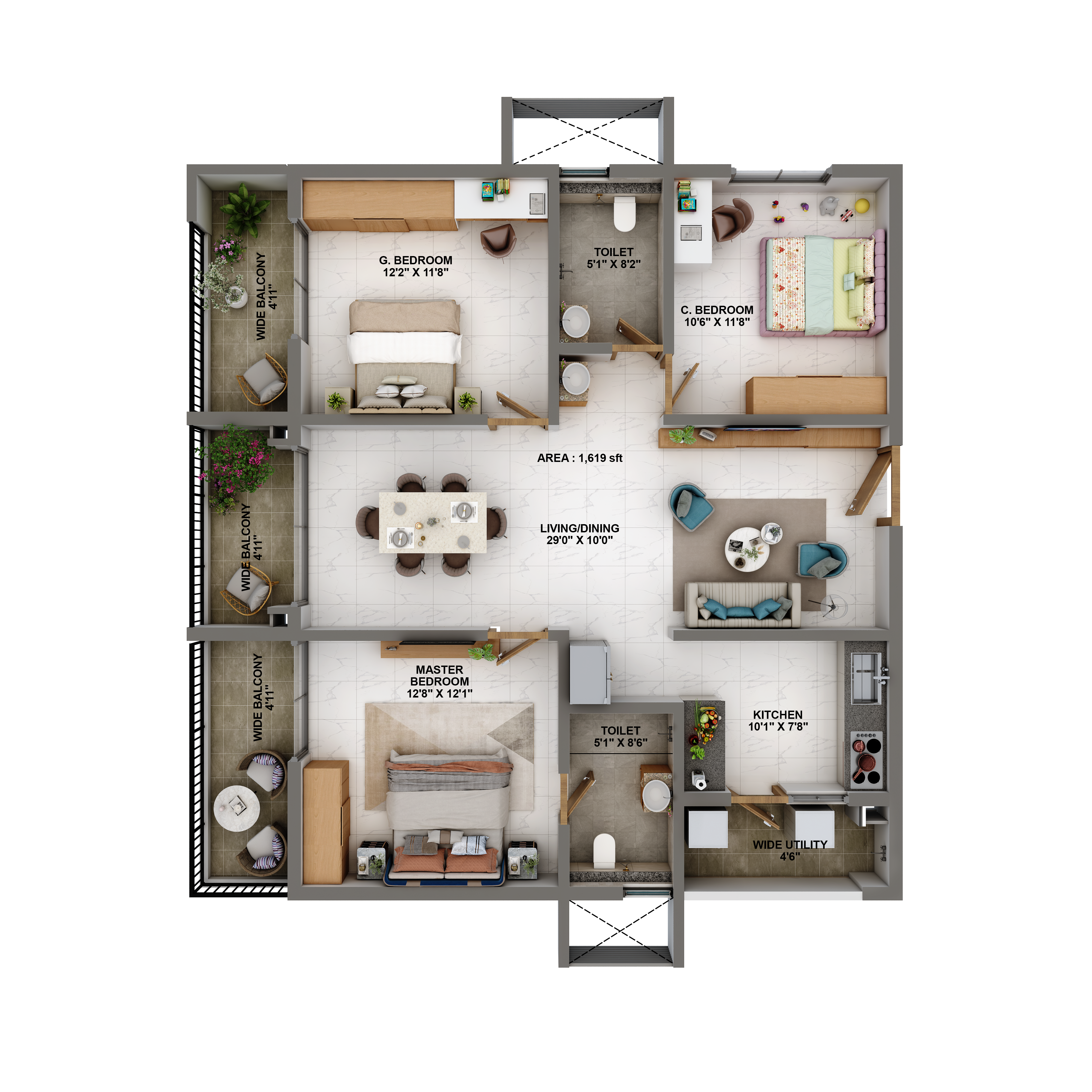 3 BHK Size- 1681 S.FT.